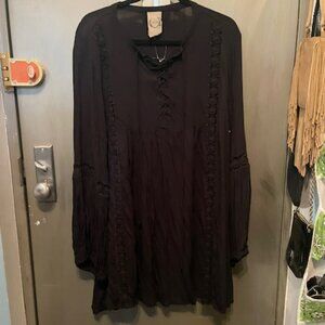 Sea Gypsies Boho  Plume Peasant Mini Dress